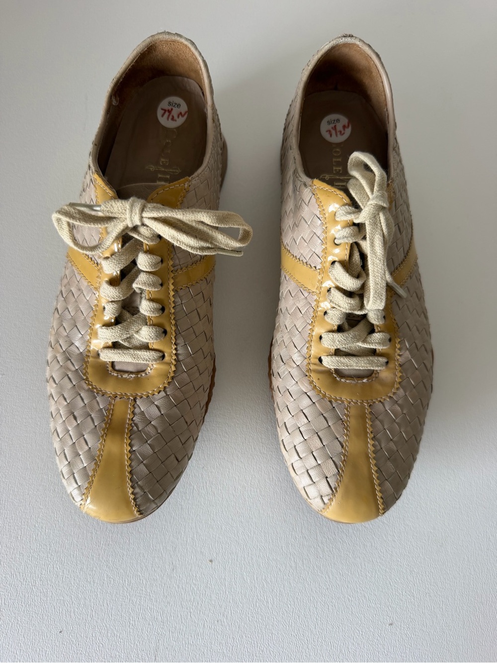 Cole Haan Nike Air Era Woven Leather Sneaker Women 7.5N Cream Tan
